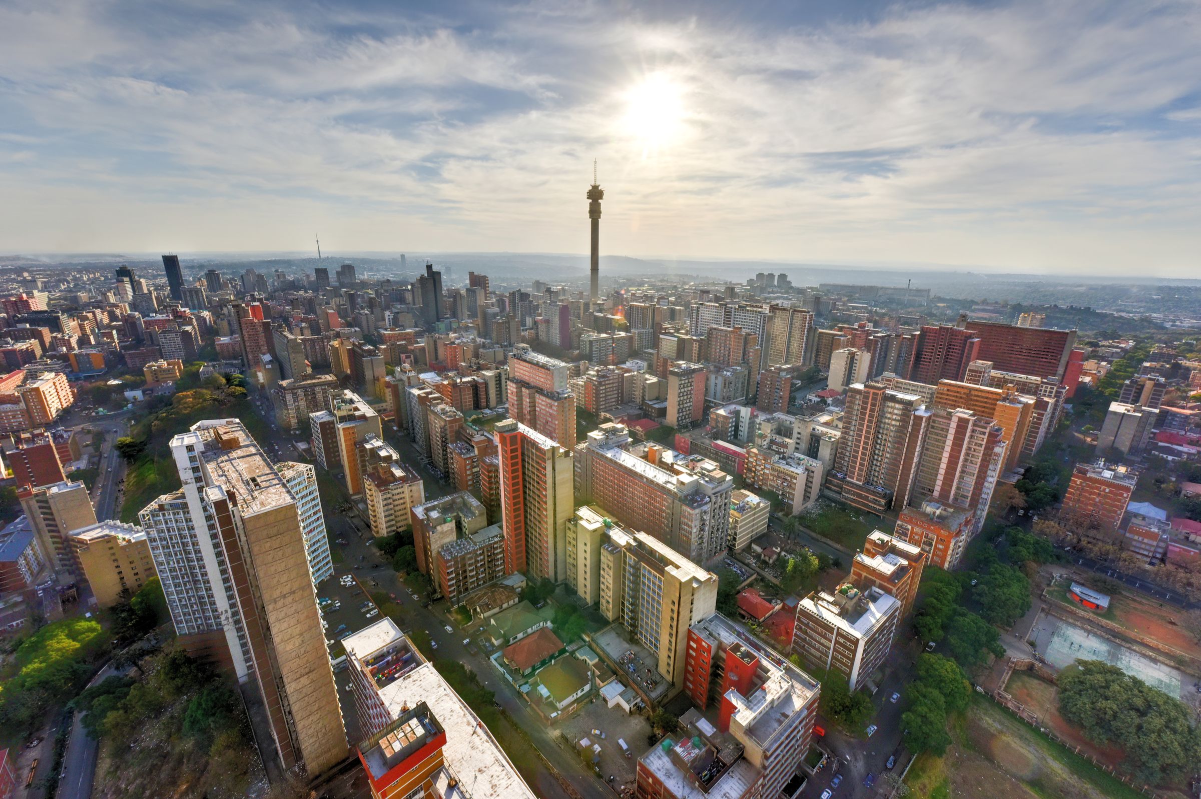 Aerial view of Johannesburg and the Hillbrow Tower
